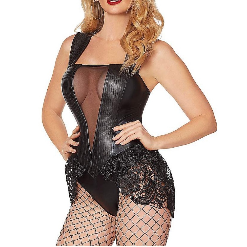 Leather and lace bodysuit XL